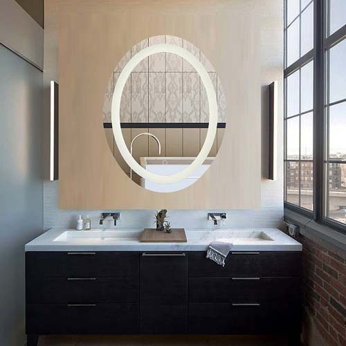 Oval insert led bathroom mirror