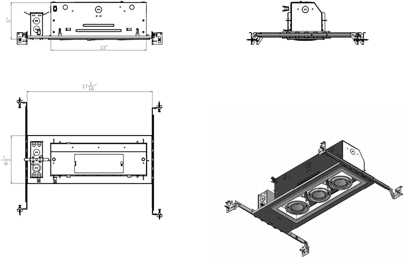 3-Lamp New Construction Mini Multiple COB LED Downlights - Image 7